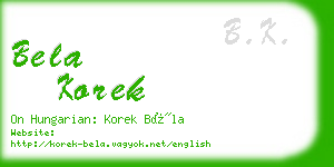 bela korek business card